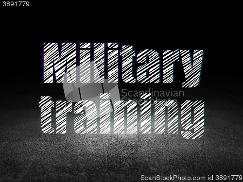 Image of Education concept: Military Training in grunge dark room
