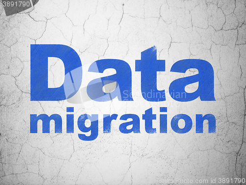 Image of Data concept: Data Migration on wall background