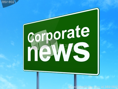 Image of News concept: Corporate News on road sign background