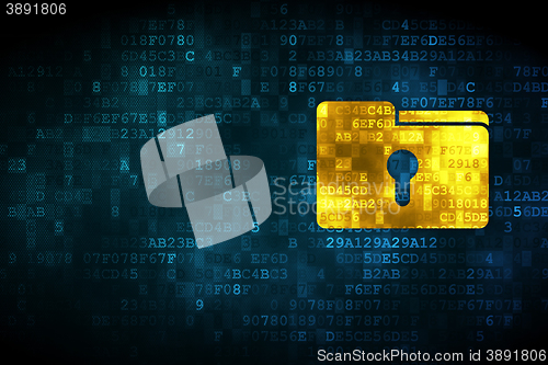 Image of Business concept: Folder With Keyhole on digital background