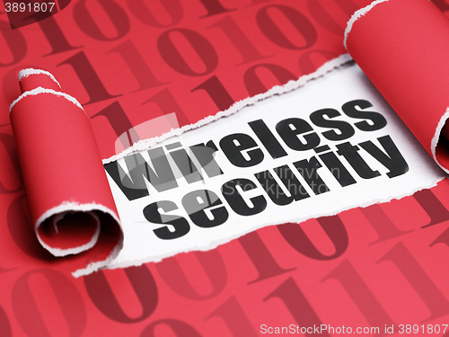 Image of Security concept: black text Wireless Security under the piece of  torn paper