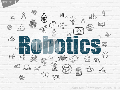 Image of Science concept: Robotics on wall background