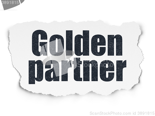 Image of Finance concept: Golden Partner on Torn Paper background