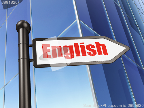 Image of Education concept: sign English on Building background