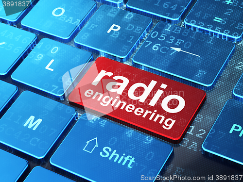 Image of Science concept: Radio Engineering on computer keyboard background