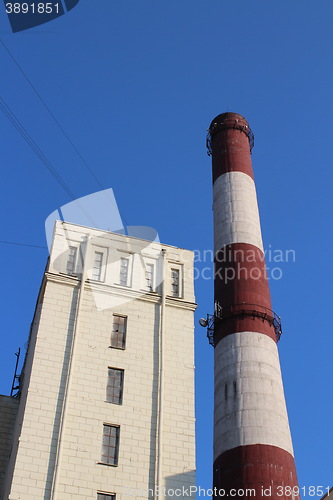 Image of  striped chimney power station