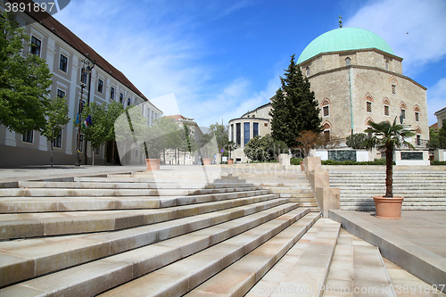 Image of Szechenyi Square and Mosque of Pasha Qasim in Pecs, Hungary