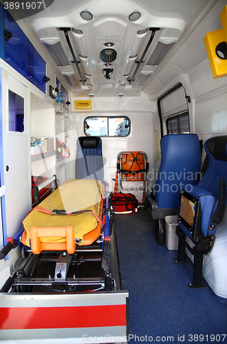 Image of Details of the inside part of the medical equipment in vans ambu