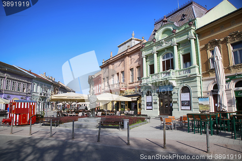 Image of NOVI SAD, SERBIA - APRIL 03: Dunavska Street is one the oldest s