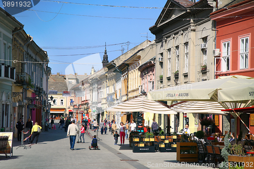 Image of NOVI SAD, SERBIA - APRIL 03: Dunavska Street is one the oldest s