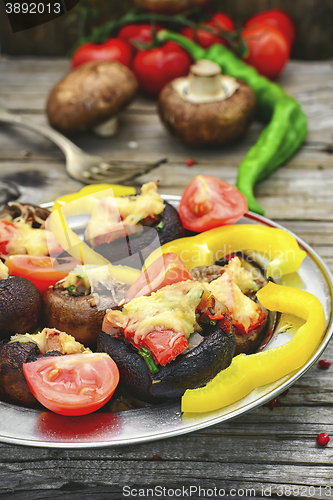 Image of dish is their stuffed mushrooms