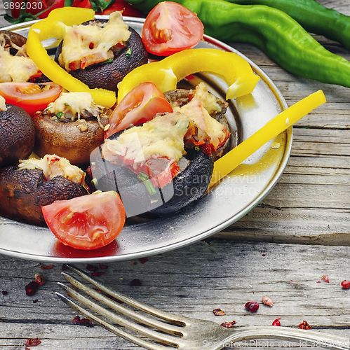 Image of dish is their stuffed mushrooms