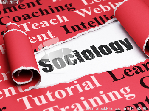 Image of Education concept: black text Sociology under the piece of  torn paper