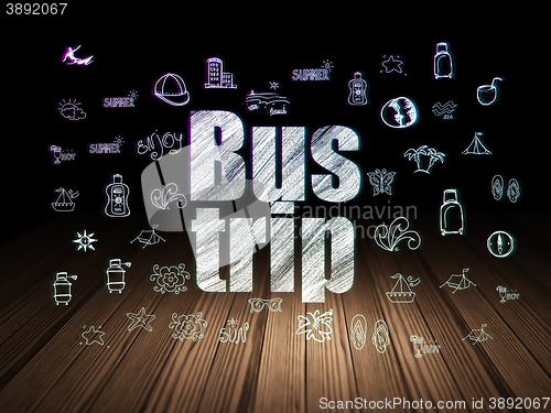 Image of Vacation concept: Bus Trip in grunge dark room