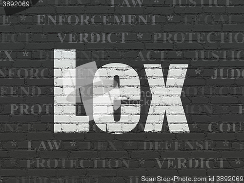 Image of Law concept: Lex on wall background