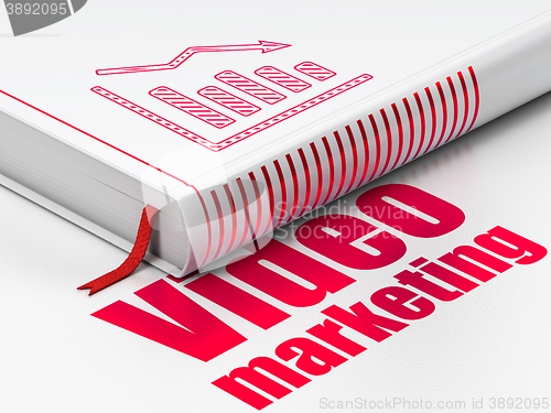 Image of Marketing concept: book Decline Graph, Video Marketing on white background