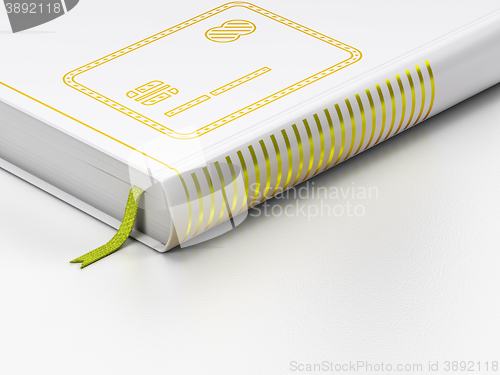 Image of Finance concept: closed book, Credit Card on white background