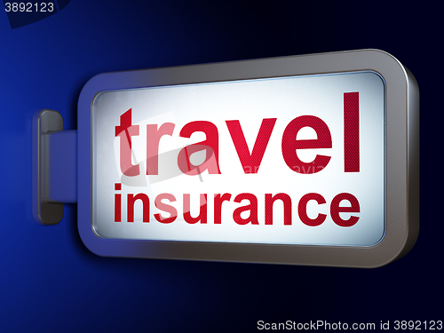 Image of Insurance concept: Travel Insurance on billboard background