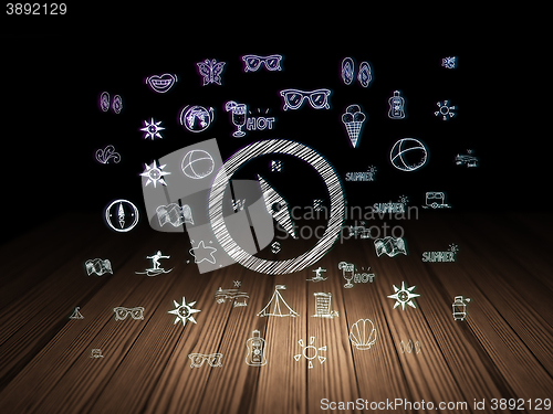 Image of Tourism concept: Compass in grunge dark room