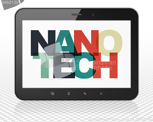 Image of Science concept: Tablet Pc Computer with Nanotech on  display