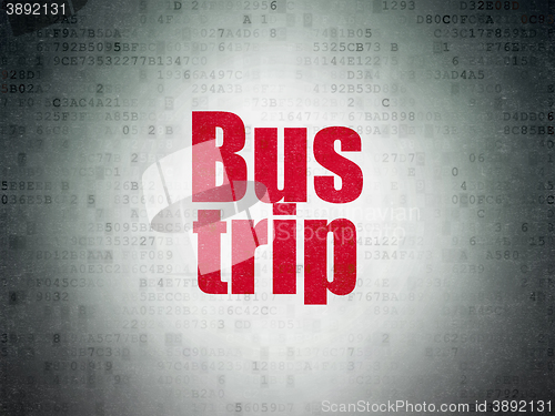 Image of Vacation concept: Bus Trip on Digital Data Paper background