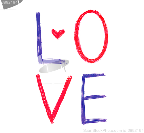 Image of Vector color word ''Love'' with abstract heart