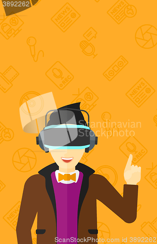 Image of Man wearing virtual reality headset.