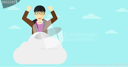 Image of Man sitting on cloud.
