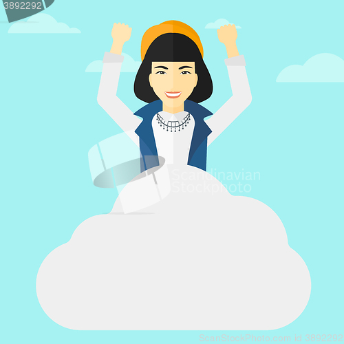 Image of Woman sitting on cloud.