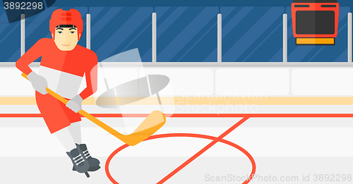 Image of Ice-hockey player with stick.