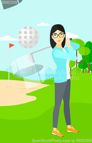 Image of Golf player hitting the ball.