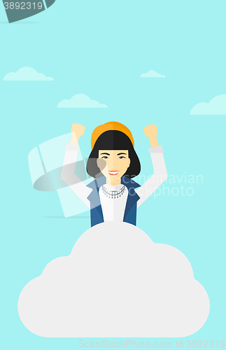 Image of Woman sitting on cloud.
