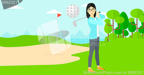 Image of Golf player hitting the ball.