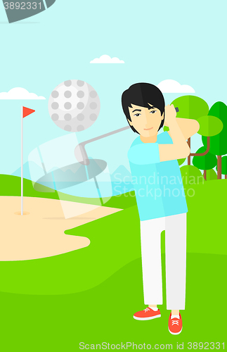 Image of Golf player hitting the ball.