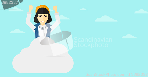 Image of Woman sitting on cloud.