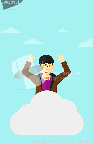 Image of Man sitting on cloud.