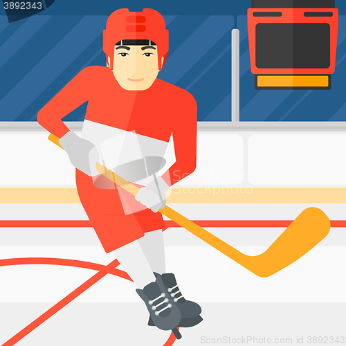 Image of Ice-hockey player with stick.