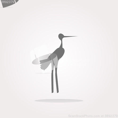 Image of vector Stork on web icon button isolated on white. Web Icon Art. Graphic Icon Drawing