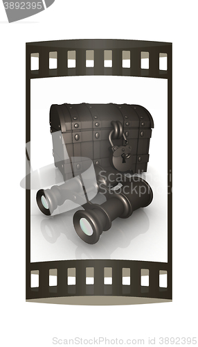 Image of binoculars and chest. The film strip