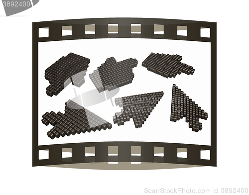 Image of Set of Link selection computer mouse cursor on white background. The film strip