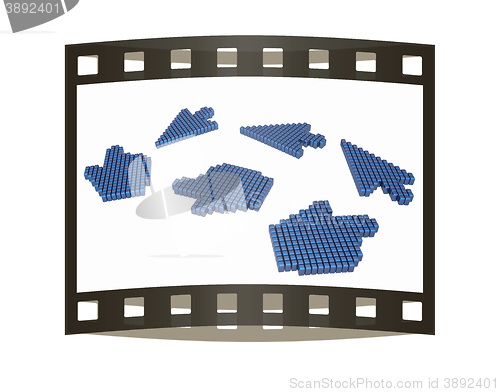 Image of Set of Link selection computer mouse cursor on white background. The film strip