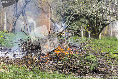 Image of Fire and Smoke from during Burning branches