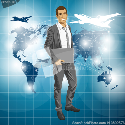 Image of Vector Businessman With Laptop