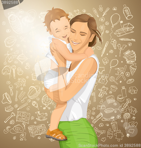 Image of Vector Woman With Child