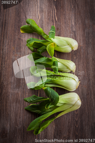 Image of Pak Choi on wooden table