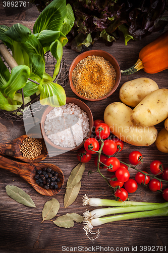 Image of Raw vegetables with spices