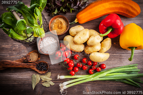 Image of Raw vegetables with spices