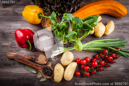 Image of Raw vegetables with spices