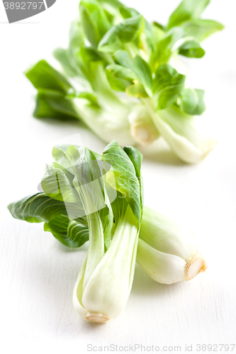 Image of Pak Choi on wooden table