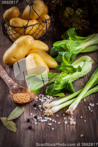 Image of Raw vegetables with spices